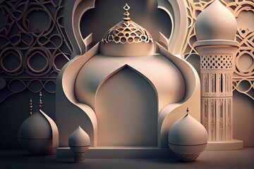 Wall Mural - Beautiful Islamic Background. Created with Generative AI Technology