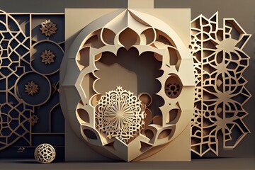 Wall Mural - Beautiful Islamic Background. Created with Generative AI Technology