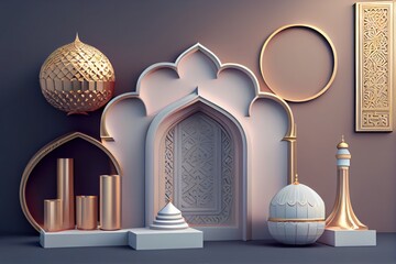 Beautiful Islamic Background. Created with Generative AI Technology