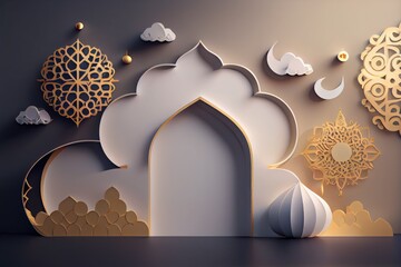 Wall Mural - Beautiful Islamic Background. Created with Generative AI Technology