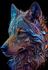 Wall Mural - Generative AI abstract render of a wolf