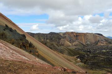 Wall Mural - Landmannalaugar Mountains  with Red Volcanic Soil Landscape