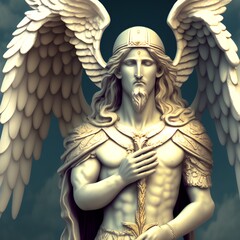 Wall Mural - Archangel Zadkiel - Angel of Mercy and Compassion, Generative AI Illustration