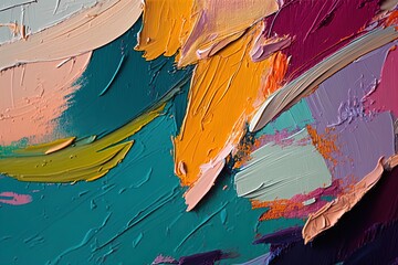 Wall Mural - Abstract colorful oil painting texture. Acrylic paint texture with brush and palette knife strokes background