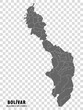 Blank map Bolivar Department of Colombia. High quality map Bolivar  with municipalities on transparent background for your web site design, logo, app, UI. Colombia.  EPS10.