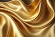 Elegant silk satin material background. Golden smooth fabric with curved pattern.