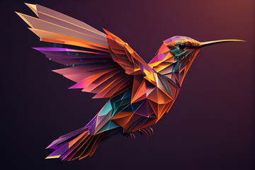 Leinwandbilder - Beautiful abstract geometric hummingbird concept, contemporary colors and mood social background.	
