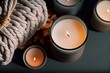 Soy candles in glass jars. Comfort at home. Scented handmade candle. Aromatherapy. Generative AI