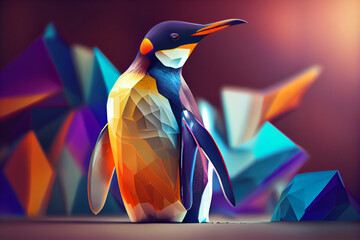 Leinwandbilder - Beautiful abstract surreal geometric penguin concept, contemporary colors and mood social background.