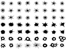 Bullets Holes. Cracked Dots From Gunshot Shooting Area Recent Vector Silhouettes Collection
