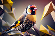Beautiful abstract geometric goldfinch concept, contemporary colors and mood social background