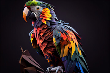 Beautiful abstract geometric parrot concept, contemporary colors and mood social background.