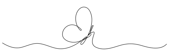 Wall Mural - butterfly continuous line art drawing. vector illustration isolated on white.