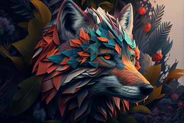 Leinwandbilder - Beautiful abstract Wolf background. Generative AI technology.