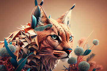 Aufkleber - Beautiful abstract lynx background. Generative AI technology.