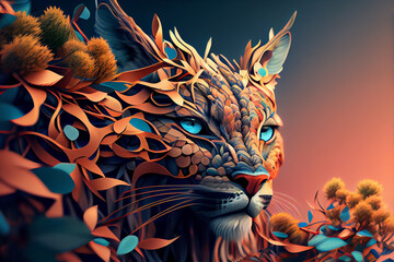 Leinwandbilder - Beautiful abstract lynx background. Generative AI technology.