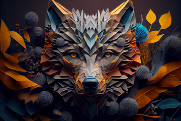 Leinwandbilder - Beautiful abstract Wolf background. Generative AI technology