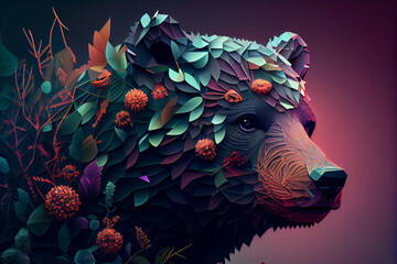 Aufkleber - Beautiful abstract Bear background. Generative AI technology
