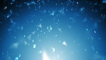 Looped glowing cyberspace with falling digital binary code data.mp4