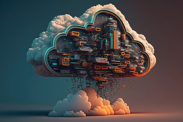 Wall Mural - Cloud computing technology concept - generative ai
