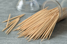 Pack Of Toothpicks Falling Out Of Plastic Jar