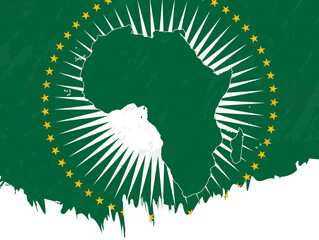 Wall Mural - Grunge-style flag of African Union.