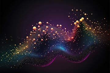 Abstract digital wave background of points and lines. Ai generated