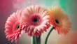 Gerbera Bouquet of flowers colorful blurred background with copy space for text. Valentine's Day and Mother's Day, Women's Day background. Holiday mockup with gerber flowers. soft focus. generative ai