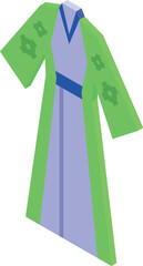 Green fashion kimono icon isometric vector. Japanese woman. Casual man