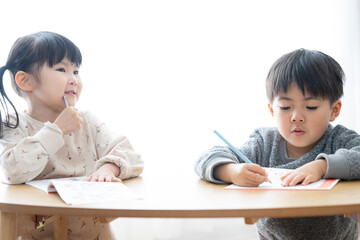 Poster - 宿題や勉強をする子供たち