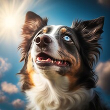Australian Shepherd Dog Pet Portrait Created Generative AI