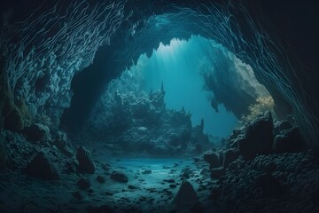 underwater cave created using AI Generative Technology