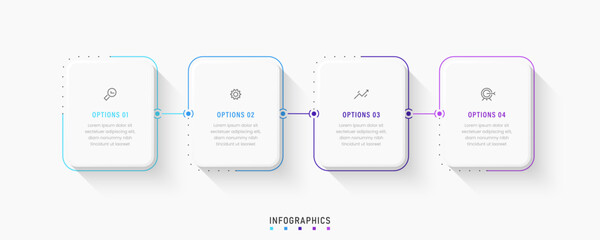 Vector Infographic label design template with icons and 4 options or steps. Can be used for process diagram, presentations, workflow layout, banner, flow chart, info graph.
