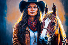 Cowgirl Portrait, Old West. Generative AI