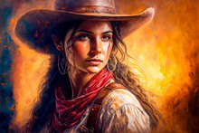 Cowgirl Portrait, Old West. Generative AI