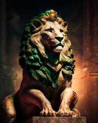 Wall Mural - powerful lion king marble statue in a fantasy look 