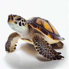 Wall Mural - Sea turtle isolated on a white background. close-up of a turtle. Generative AI