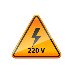 Wall Mural - Electric 220 volt caution sign isolated on background.