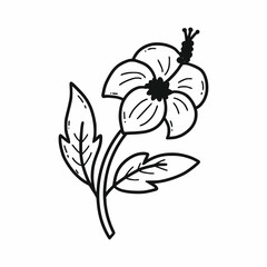 Wall Mural - Hibiscus. Vector doodle illustration. Traditional Korean flower. National symbol. Hand drawn illustration.