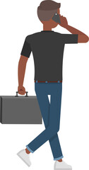 Office man wear black shirt character design. Presentation in various action with emotions, running, standing and walking.