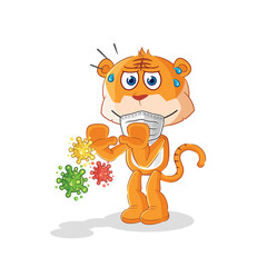 Poster - tiger refuse viruses cartoon. cartoon mascot vector