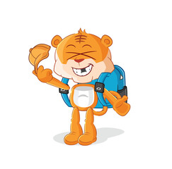 Sticker - tiger goes to school vector. cartoon character