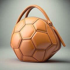 Canvas Print - Fashion Design, leather women's bag in the shape of soccer ball. Generative AI.