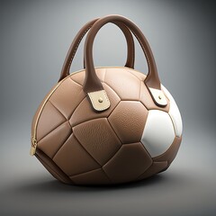 Canvas Print - Fashion Design, leather women's bag in the shape of soccer ball. Generative AI.