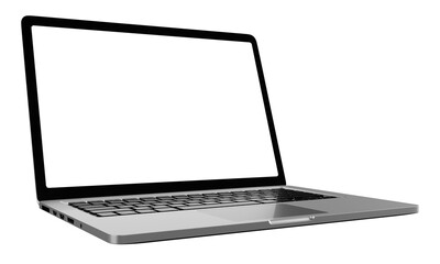 Laptop computer on transparent background png file with a transparent blank screen. screen mockup template.
