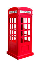 Red Callbox, Telephone Booth, Phone Booth  Isolated