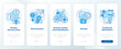 Effective disaster recovery plan blue onboarding mobile app screen. Walkthrough 5 steps editable graphic instructions with linear concepts. UI, UX, GUI template. Myriad Pro-Bold, Regular fonts used