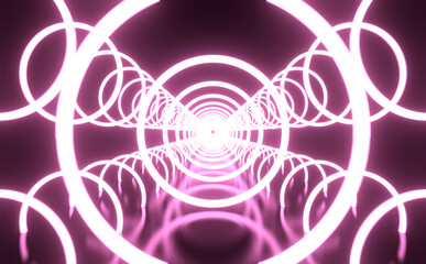 Wall Mural - motion graphic 4k simple empty dark futuristic sci fi room dark with lights and multi circle neon li
