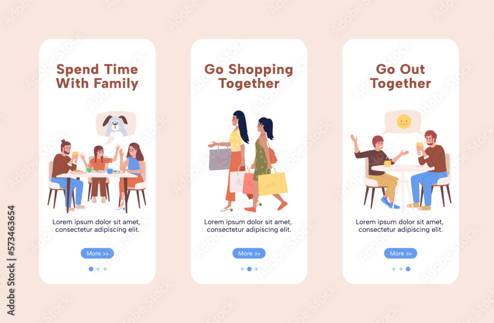 Family time onboarding mobile app screen flat template. Walkthrough ...