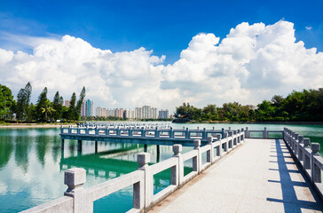 Wall Mural - View of the Nine-cornered Bridge in Chengcing Lake, Kaohsiung, Taiwan.